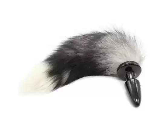 Black & White Faux Fox Tail Butt Plug