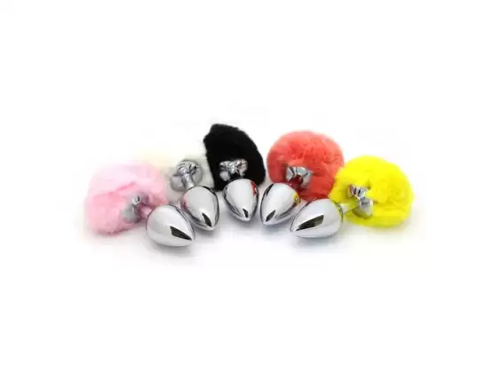 Bunny Faux Tail Silver Smooth Butt Plug Small
