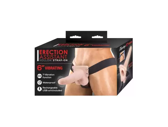 Erection Assistant Vibrating Hollow Strap-On 6 inch