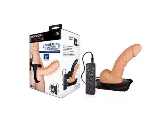 Erection Assistant 2 Bent Vibrating Hollow Strap-On