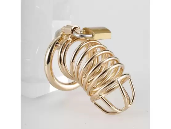 Gold Metal Chastity Cage Device