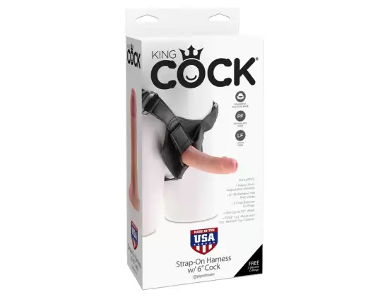 King Cock Strap-On Harness with 6 inch Cock