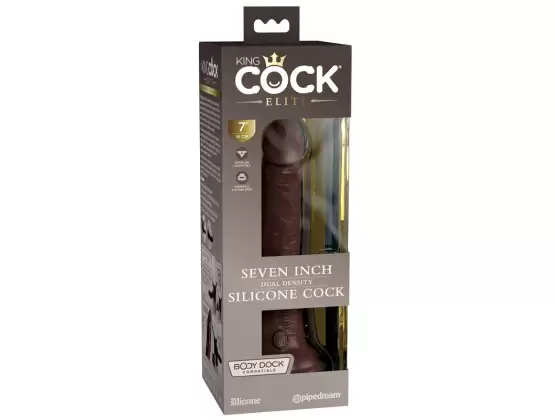 King Cock Elite Dual Density Silicone Cock Brown