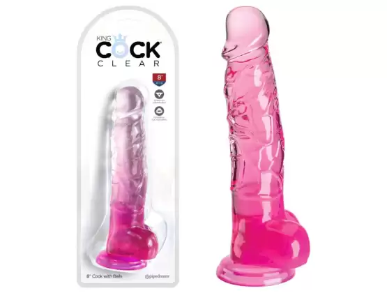 King Cock Clear 8 Inch Cock with Balls