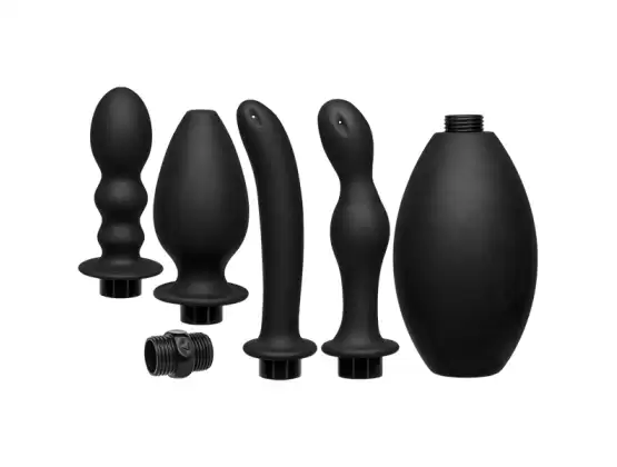 Kink Flow Full Flush Silicone Anal Douche and Accessory Black