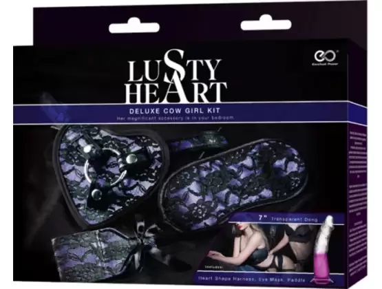 Lusty Heart Deluxe Cow Girl Kit Purple with Curved Dong