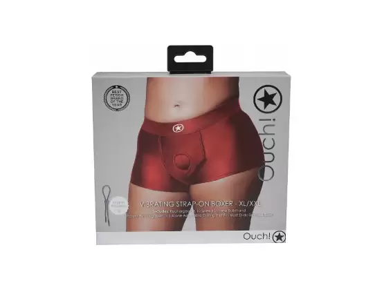 Ouch! Vibrating Strap-on Boxer - Red