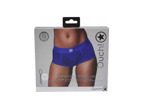Ouch! Vibrating Strap-on Brief - Royal Blue