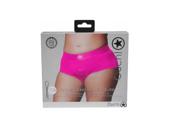 Ouch! Vibrating Strap-on Brief - Pink