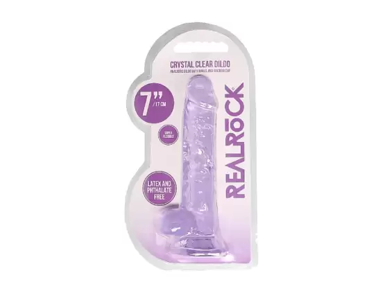 Realrock Crystal Clear Dildo with Balls 7 inch