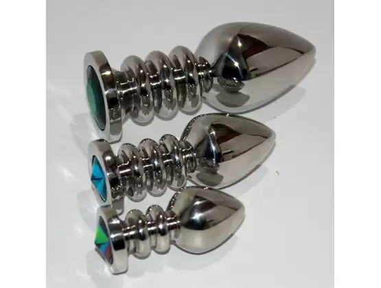 Ribbler Metal Jeweled Medium Butt Plug Green