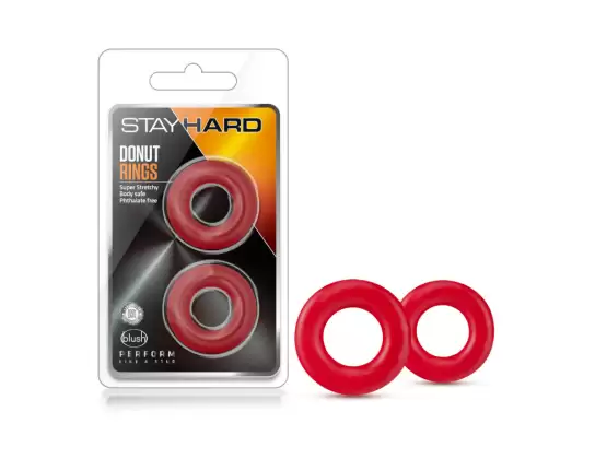 Stay Hard Donut Rings - Red Set Of 2
