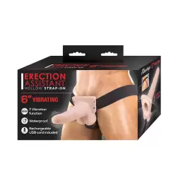 Erection Assistant Vibrating Hollow Strap-On 6 inch
