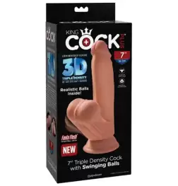King Cock Plus Triple Density Cock With Swinging Balls Tan