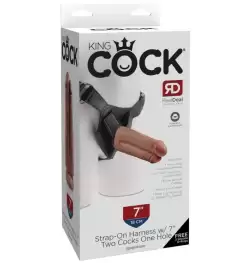 King Cock Strap-On Harness with 7 in. Two Cocks One Hole