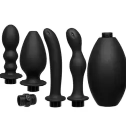 Kink Flow Full Flush Silicone Anal Douche and Accessory Black
