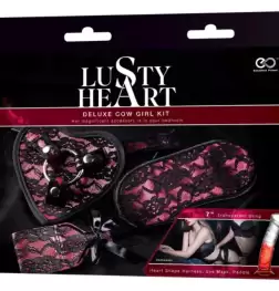 Lusty Heart Deluxe Cow Girl Kit Red with Transparent Dong