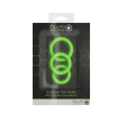 OUCH! Glow in Dark Cock Ring Set - 3 Pack