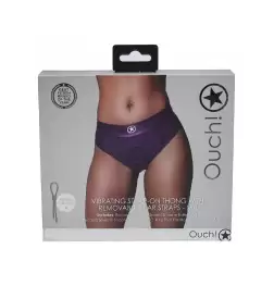Ouch! Vibrating Strap-on Thong with Removable Butt Straps - M/L