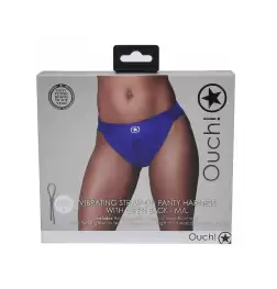 Ouch! Vibrating Strap-on Panty Harness with Open - Royal Blue