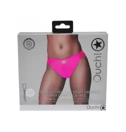 Ouch! Vibrating Strap-on Panty Harness with Open - Pink