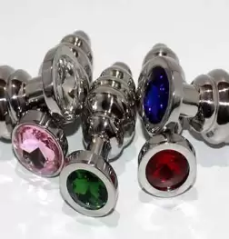 Ribbed Jewelled Butt Plug Small