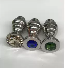 Ribbed Jewelled Medium Butt Plug Emerald