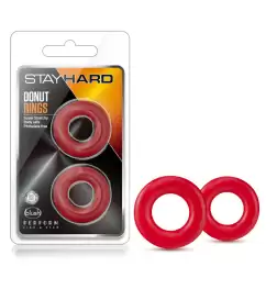 Stay Hard Donut Rings - Red Set Of 2